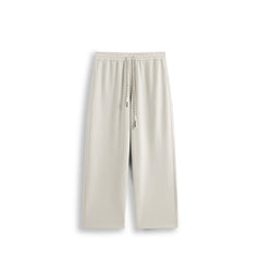 Men's Casual Beige Jacquard Elastic-Waist Pants