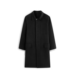 Men's Commuter Wool-Blend Black Mid-Length Coat