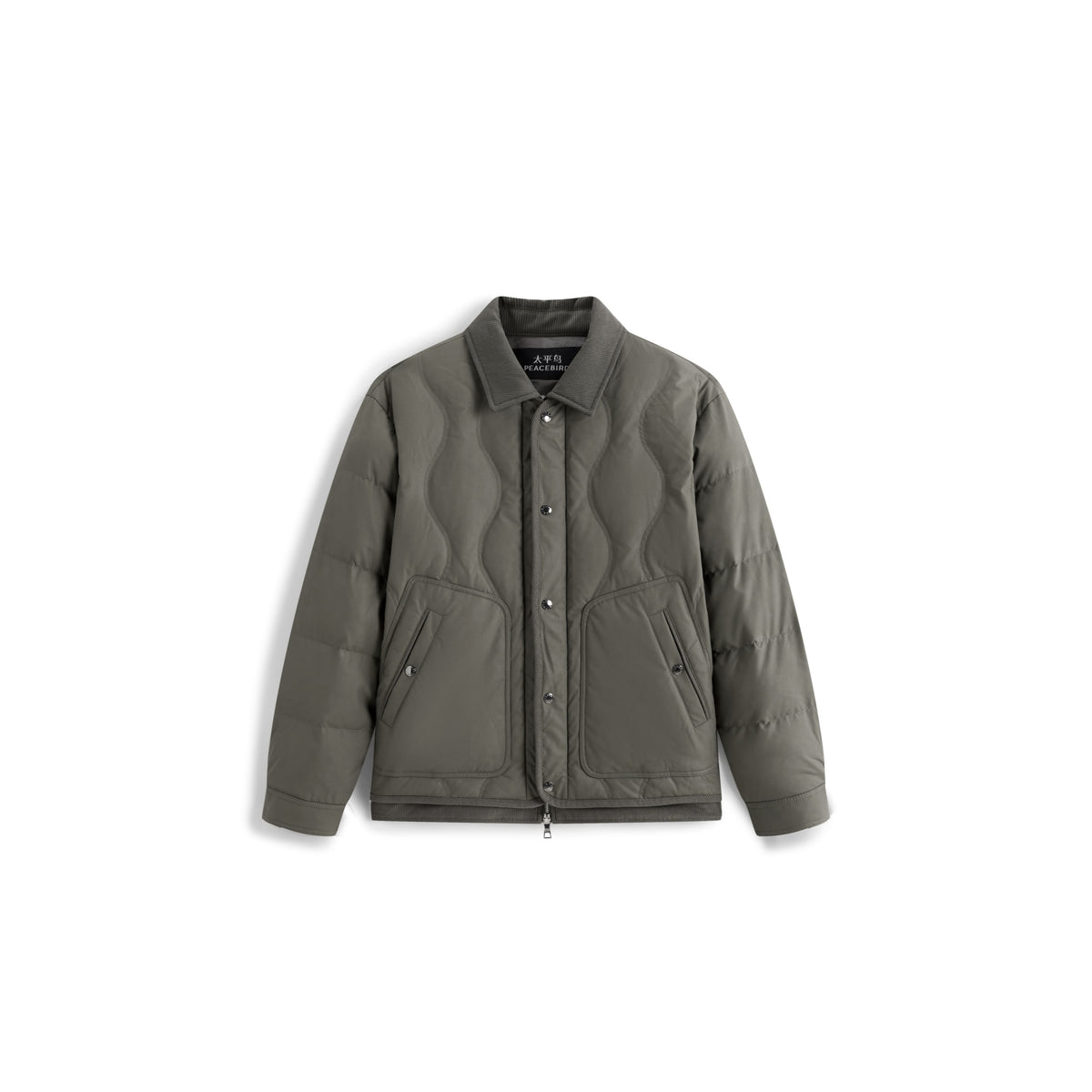 Men's Casual PU Leather Panel-Collar Down Jacket