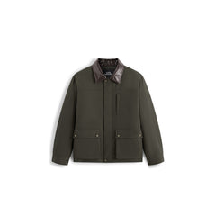 Men's Barn-Style Contrast-Collar Utility Jacket-Style Down Jacket