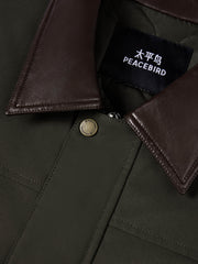 Men's Barn-Style Contrast-Collar Utility Jacket-Style Down Jacket