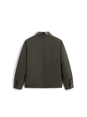 Men's Barn-Style Contrast-Collar Utility Jacket-Style Down Jacket