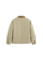 Men's Barn-Style Contrast-Collar Utility Jacket-Style Down Jacket