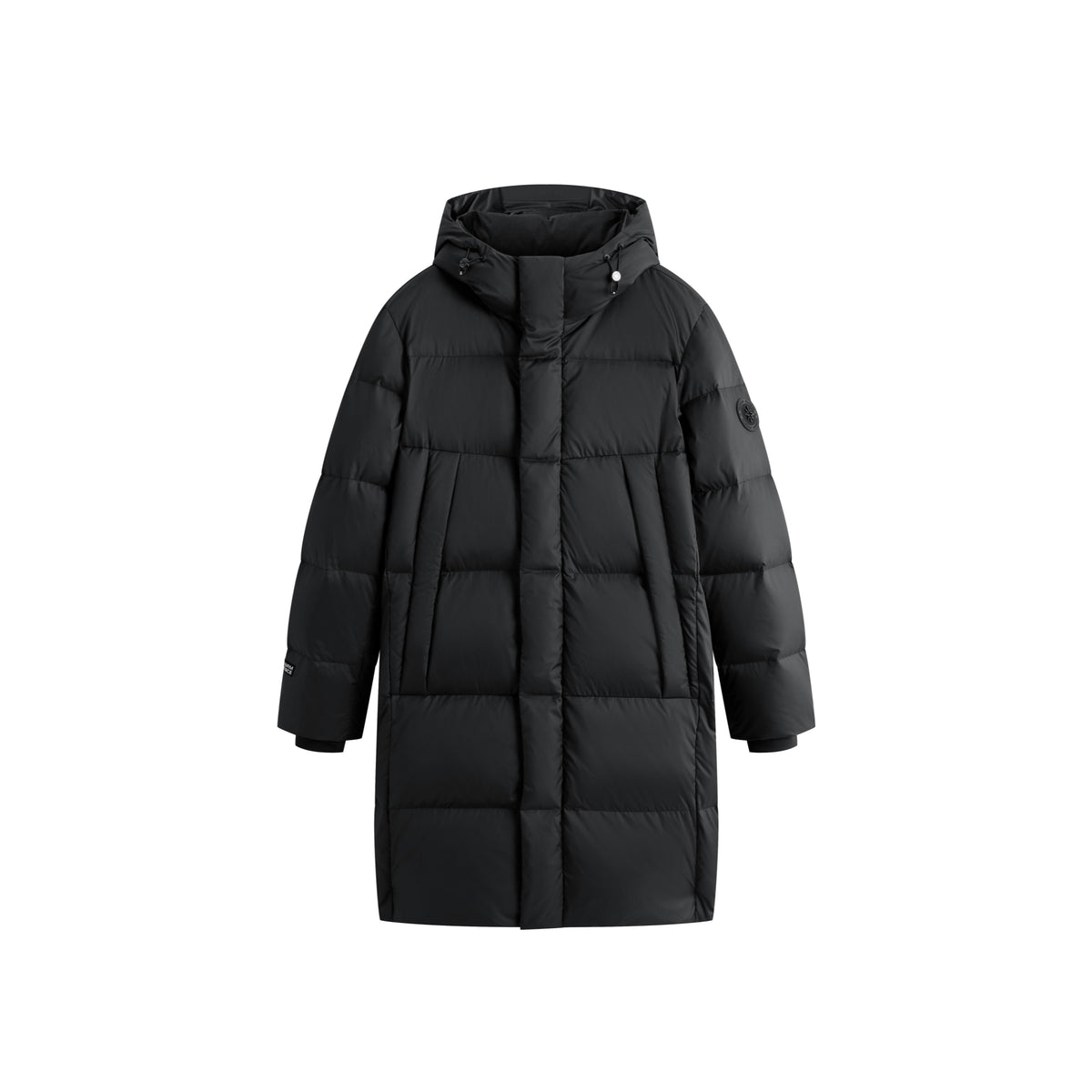 Men's Casual Black Mid-Length Cold-Weather Down Jacket