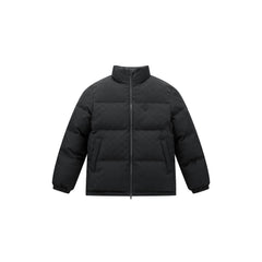 Men's Casual Black Geometric Shadow-Pattern Puffer Jacket