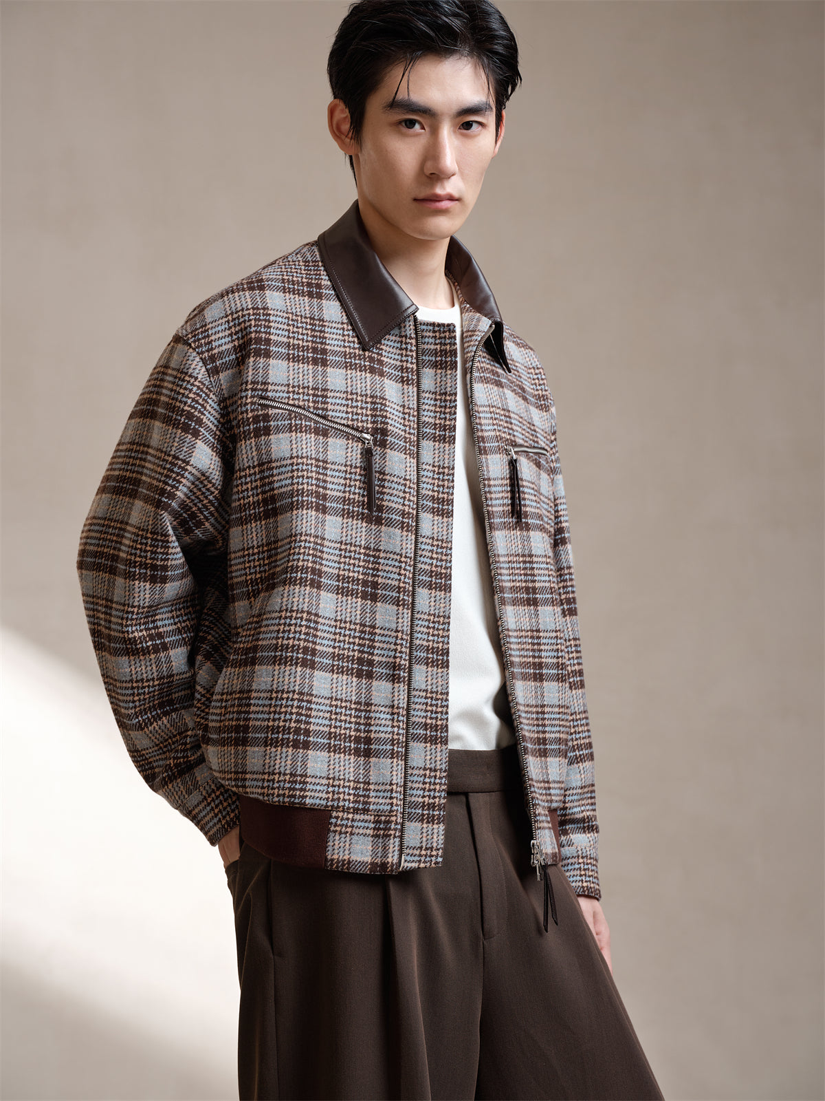 Men's Brown Vintage Plaid Jacket