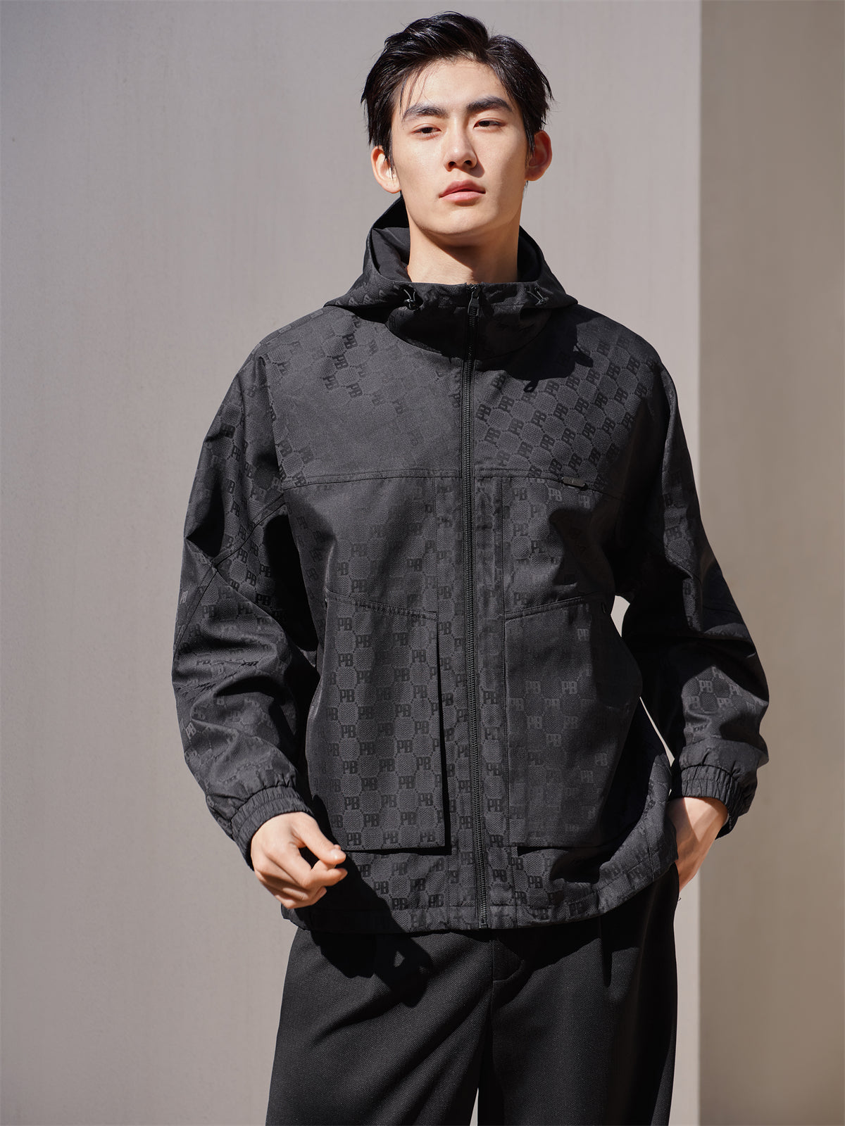 Men's Patterned Jacquard Hooded Jacket