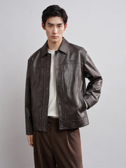 Men's Vintage PU Textured Jacket