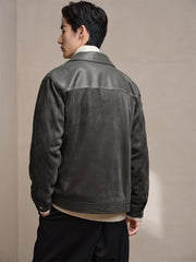 Men's Faux Suede Fabric Jacket with PU