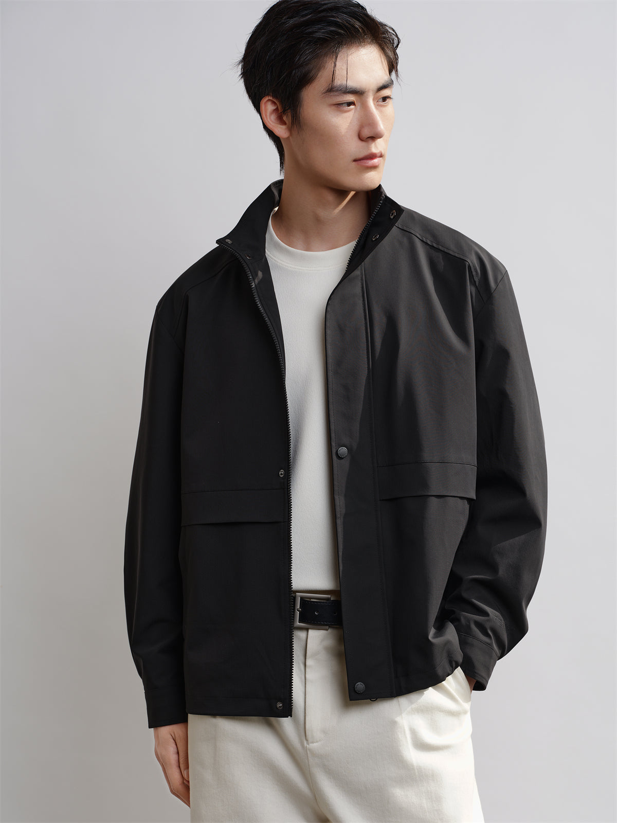 Men's Spliced Stand Collar Jacket