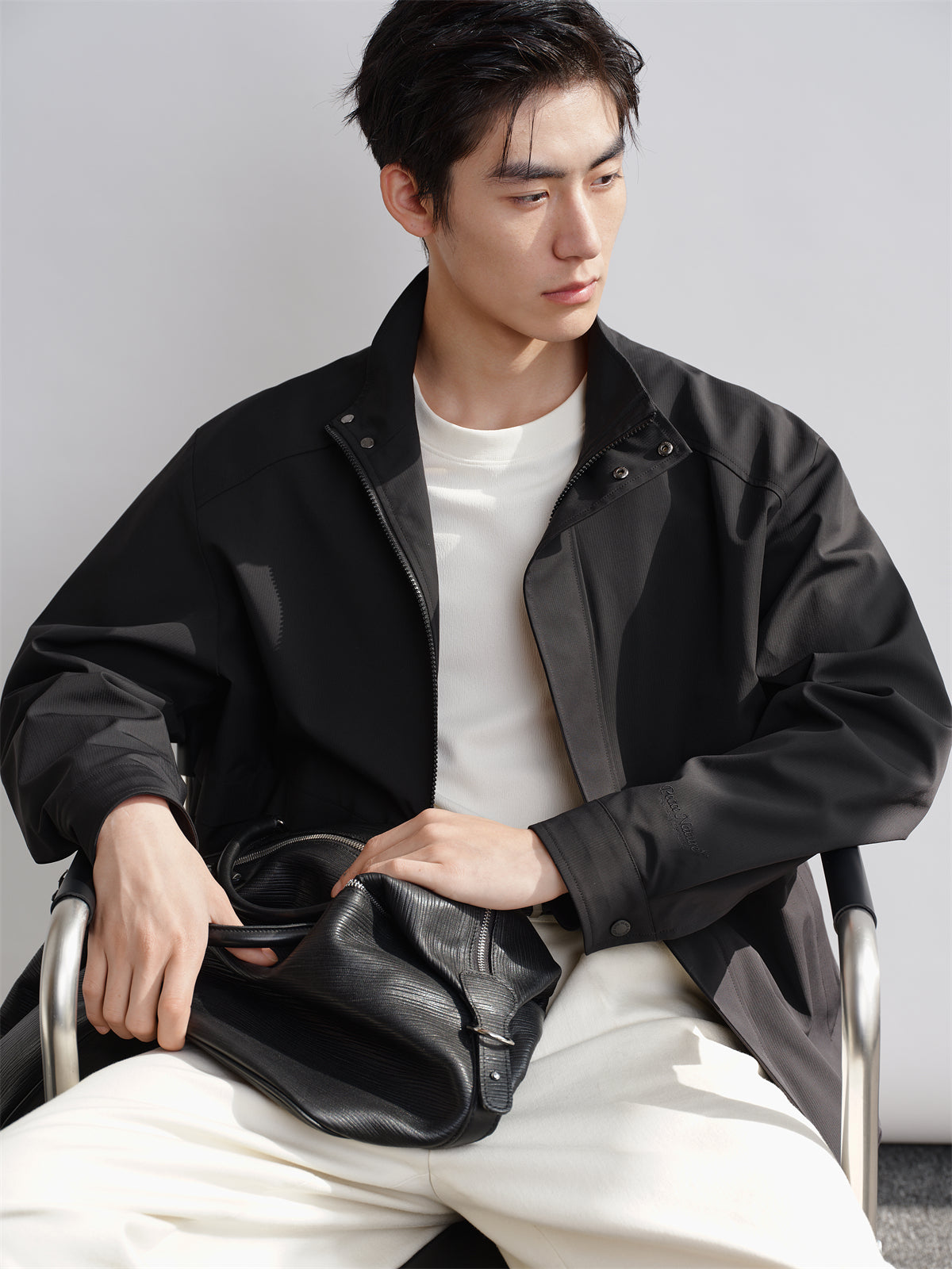 Men's Spliced Stand Collar Jacket