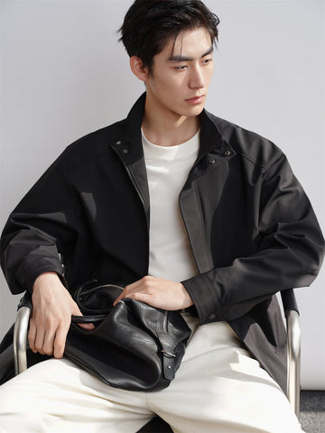 Men's Spliced Stand Collar Jacket