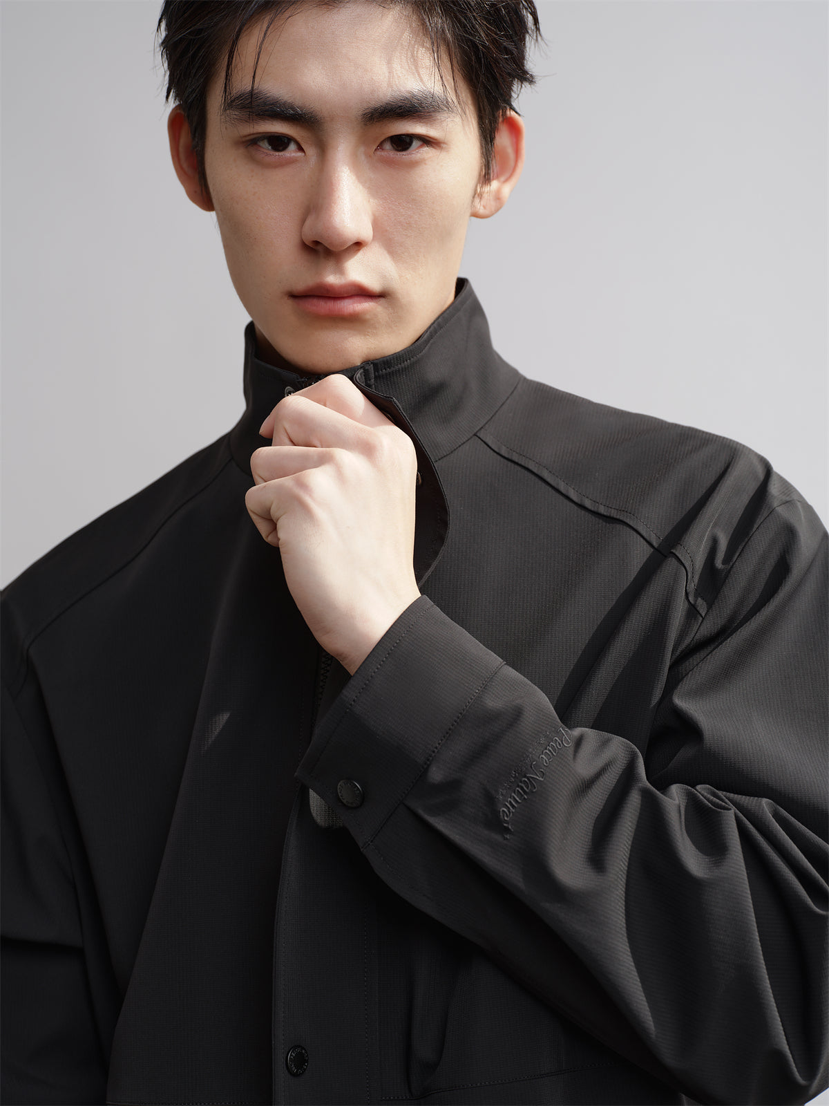 Men's Spliced Stand Collar Jacket
