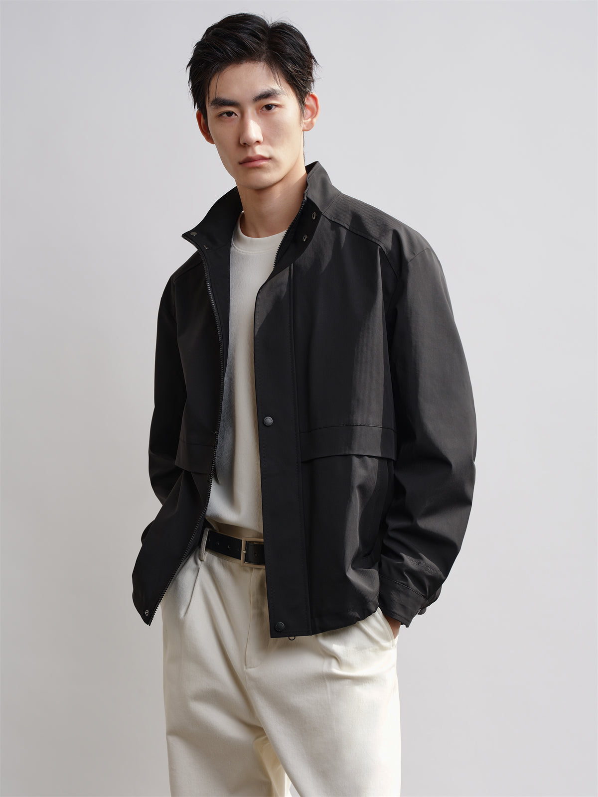 Men's Spliced Stand Collar Jacket