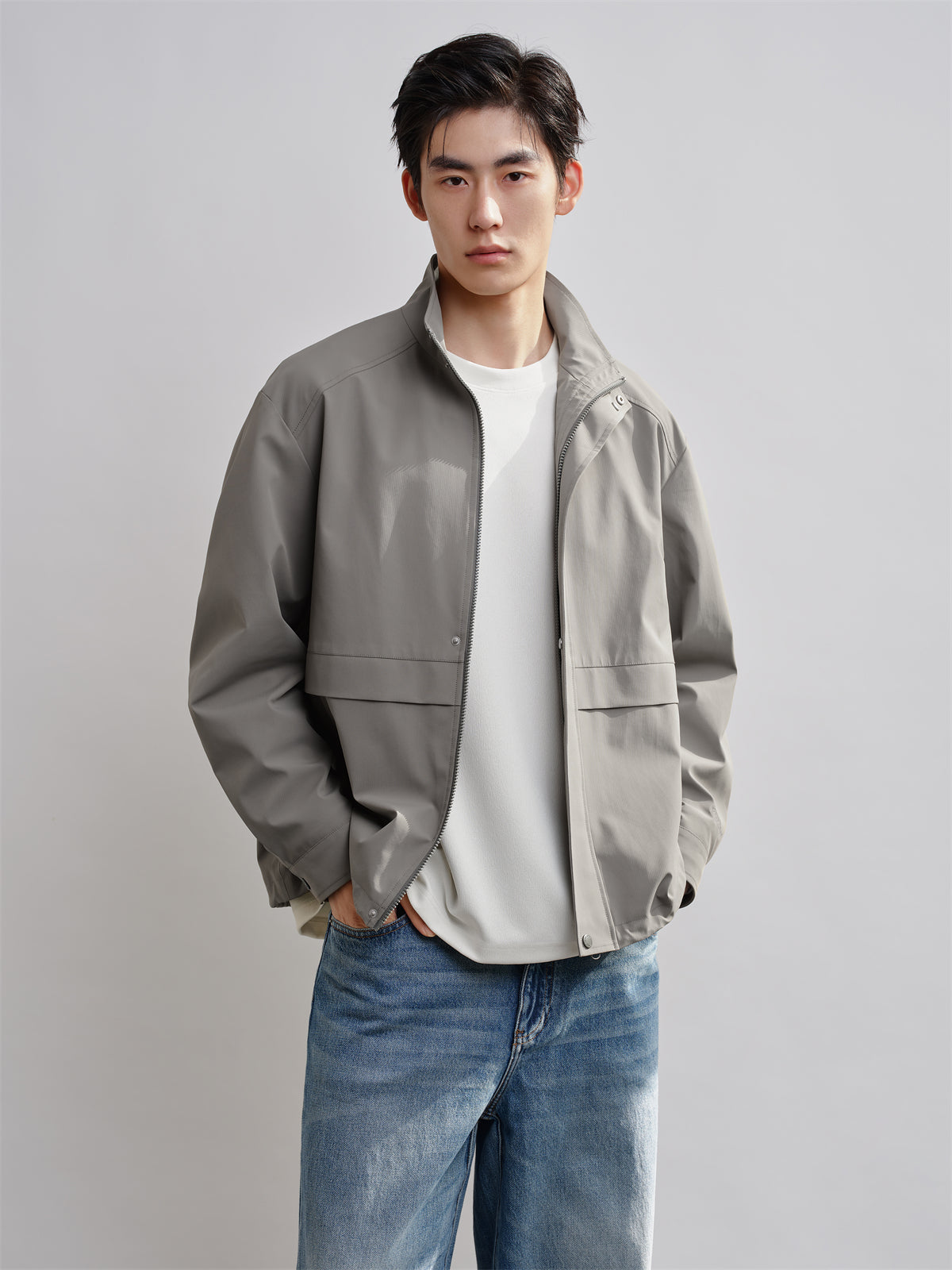 Men's Spliced Stand Collar Jacket