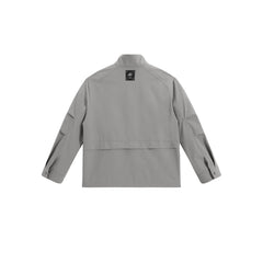 Men's Gray Green Spliced Stand Collar Jacket