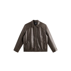 Men's Barn-Style Distressed PU Leather Lapel Jacket