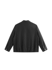 Men's Casual Shadow Jacquard Black Jacket