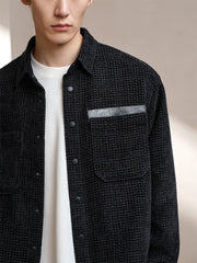 Men's Black Tweed Textured Shirt