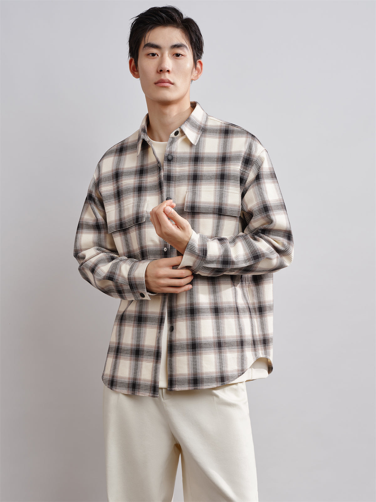 Men's Plaid Textured Shirt