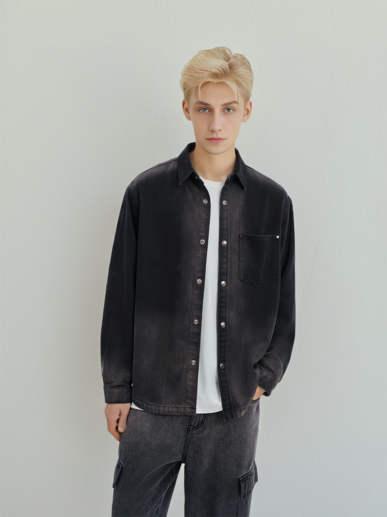 Men's Washed Gradient Denim Shirt