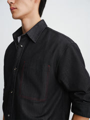 Men's Relaxed Shirt with Contrast Topstitching