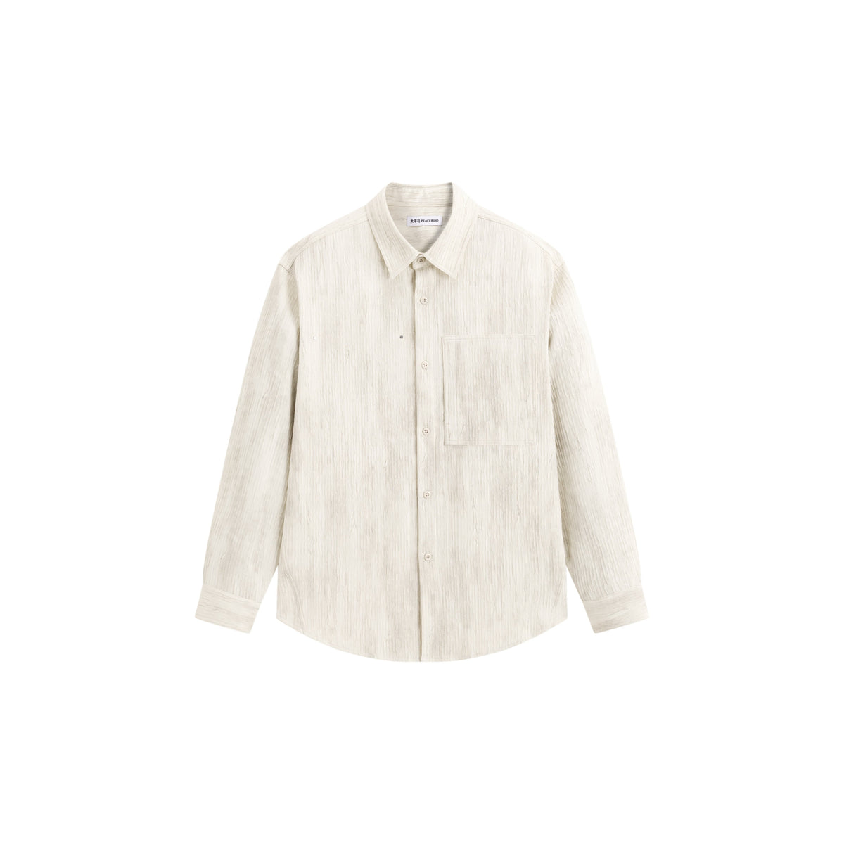 Men's Casual Textured Vertical-Stripe Shirt