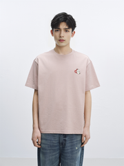 Men's Cotton T-Shirt with Cartoon Embroidery