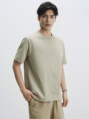 Men's Khaki Cooling T-Shirt with Back Embroidered Graphic