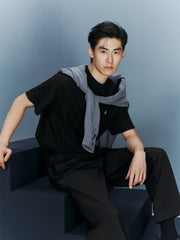 Men's Textured Spliced T-Shirt