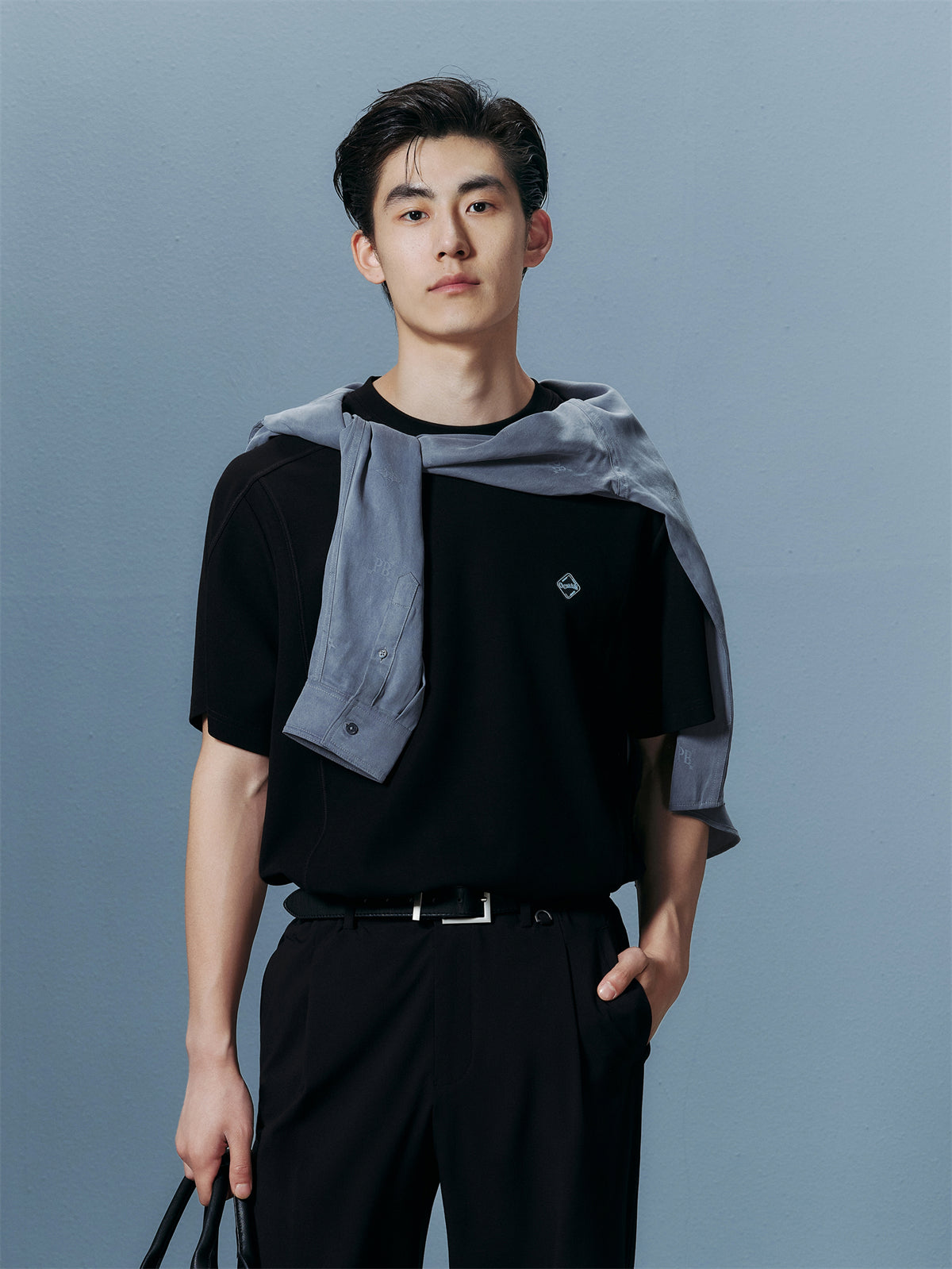 Men's Textured Spliced T-Shirt