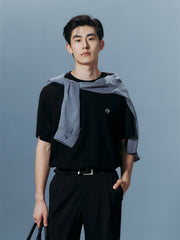 Men's Textured Spliced T-Shirt