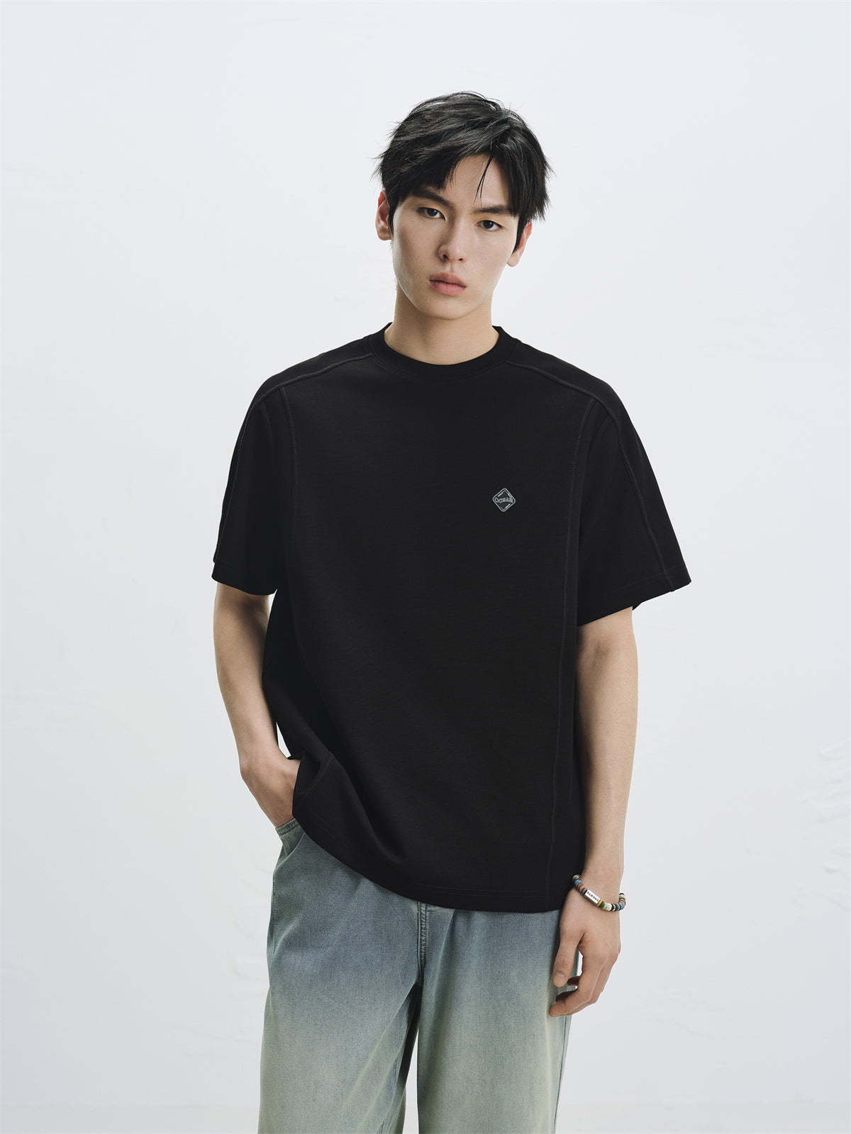 Men's Textured Spliced T-Shirt