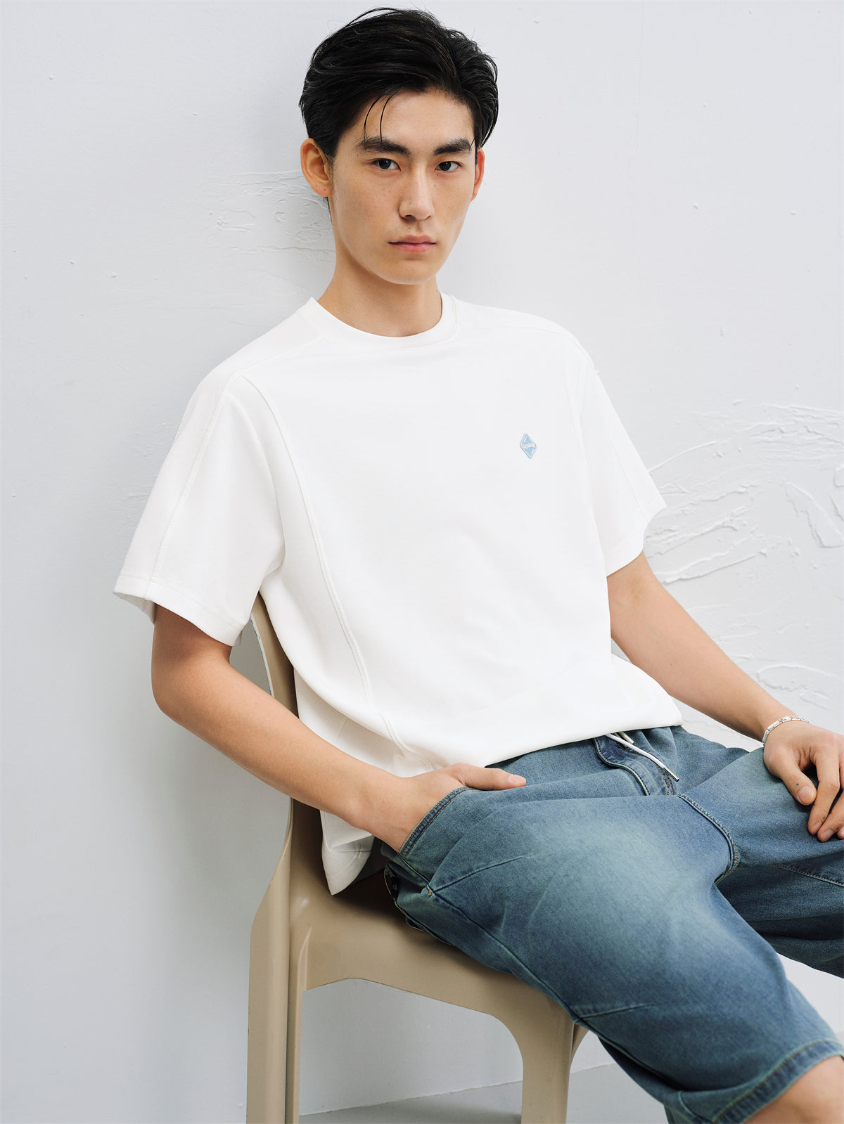 Men's Textured Spliced T-Shirt