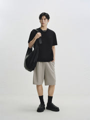 Men's Black Heavyweight T-Shirt with Embroidery