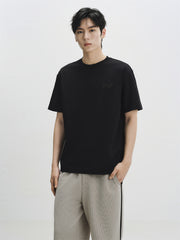 Men's Black Heavyweight T-Shirt with Embroidery