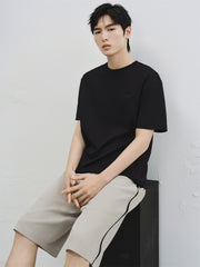 Men's Black Heavyweight T-Shirt with Embroidery