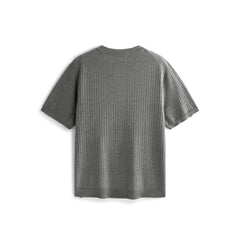 Men's Textured Knit T-Shirt with Henley Collar