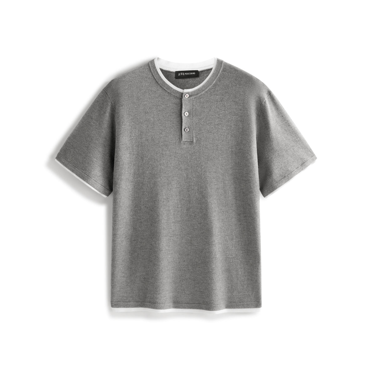 Men's Henley Collar Knit T-Shirt