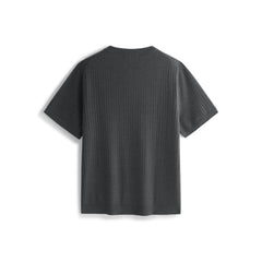 Men's Textured Knit T-Shirt with Henley Collar