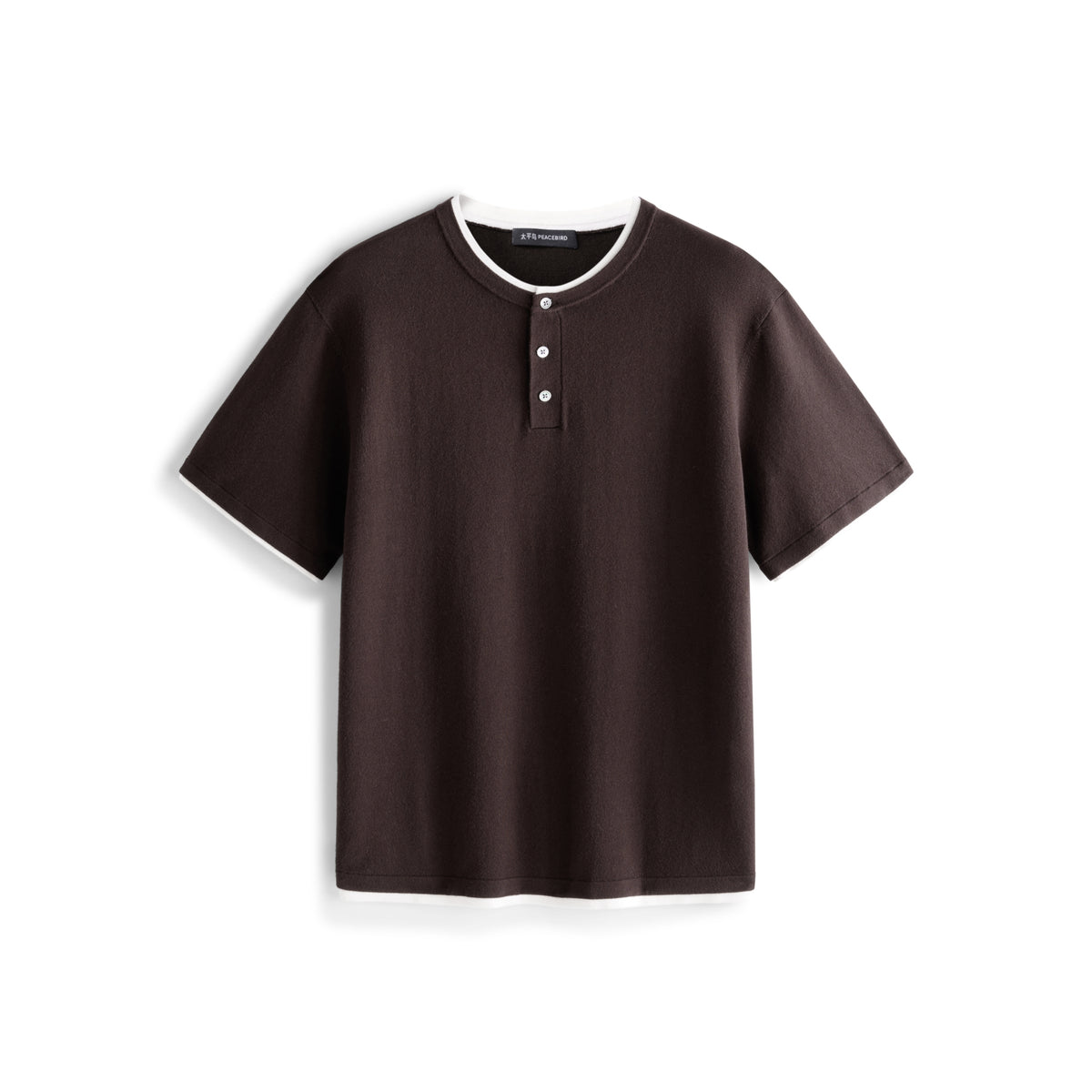 Men's Henley Collar Knit T-Shirt