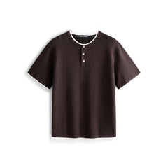 Men's Henley Collar Knit T-Shirt