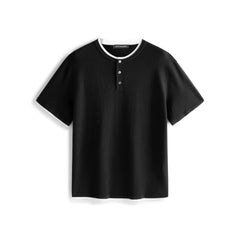 Men's Henley Collar Knit T-Shirt