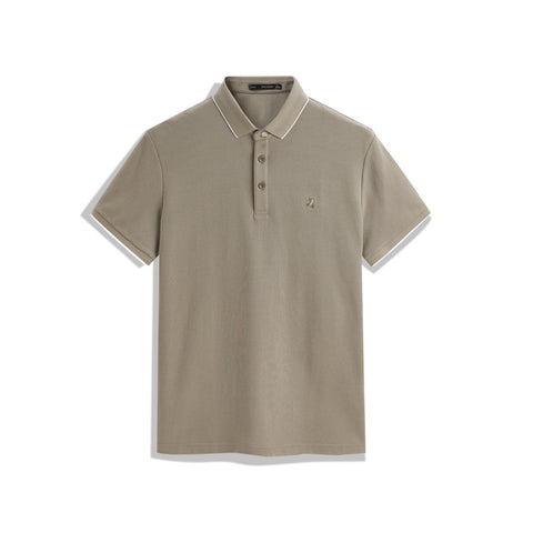 *US Final Sale* Men's Cooling Khaki Polo Shirt with Contrast Edges