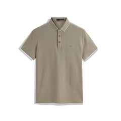 Men's Cooling Khaki Polo Shirt with Contrast Edges