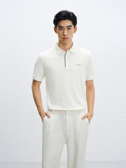 Men's Beige Quick-Dry Printed Polo Shirt