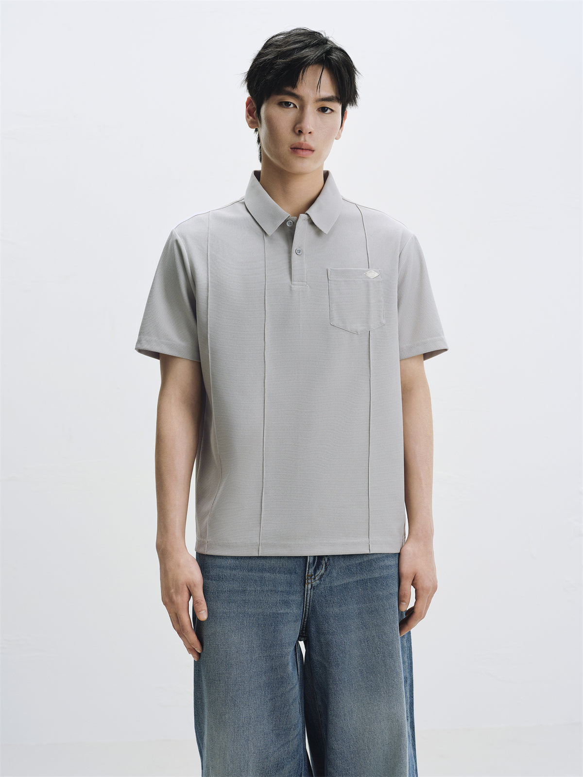 Men's Solid Waffle-Knit Structured Polo Shirt