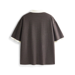 Men's Vintage Striped Cotton Polo Shirt
