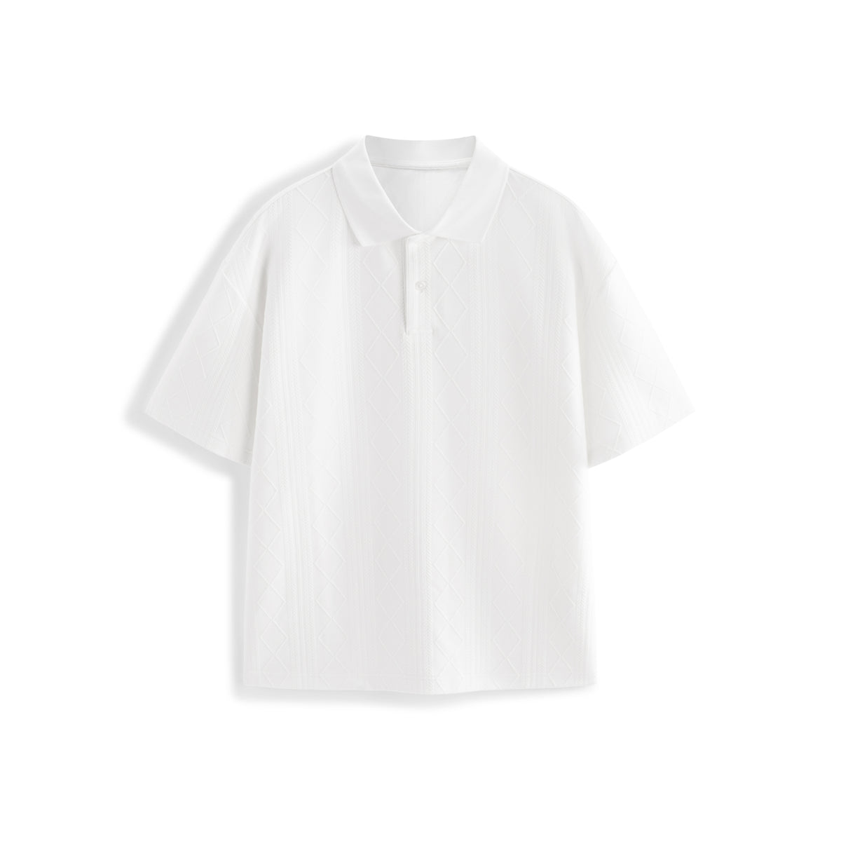 Men's Textured Jacquard Knit Polo Shirt