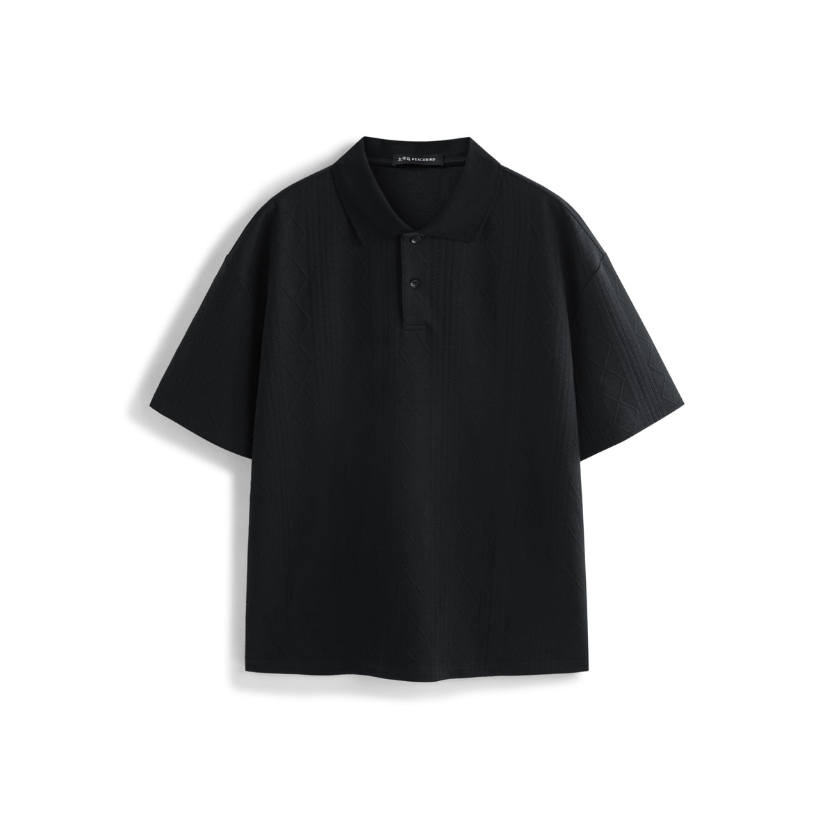 Men's Textured Jacquard Knit Polo Shirt
